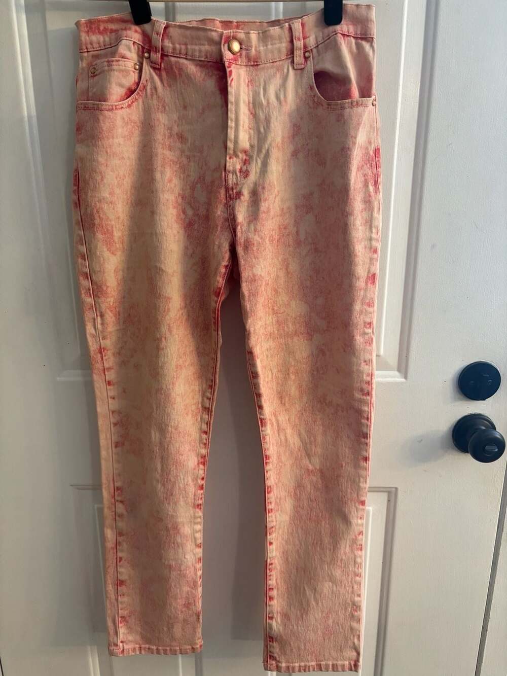 DG2 by Diane Gilman Red Acid Wash Skinny Jeans Size 8